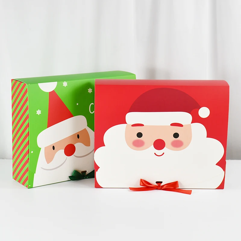 

Christmas Gift Box Large Red Green Christmas Santa Claus Cake Cookies Gift Packing Paper Box Christmas Decoration Giveaway Gifts