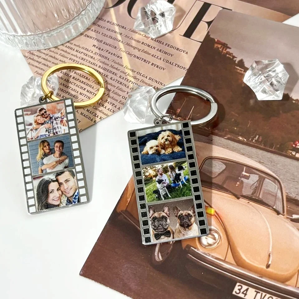 

Custom Photo Strip Memory Film Keychain 3 Photos Personalized Camera Roll Gift for Women Men Birthday Valentine's Day Jewelry
