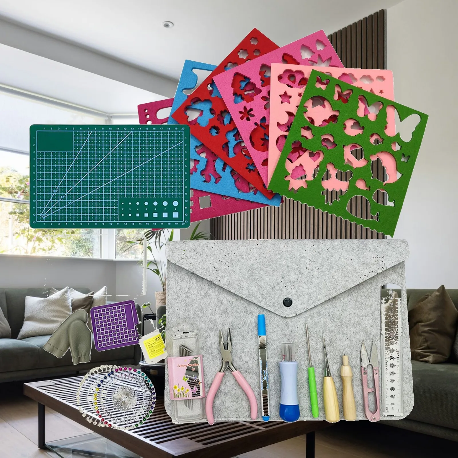Pieces DIY Suit With7 Poking Models Wooden Felting Kit for Starter