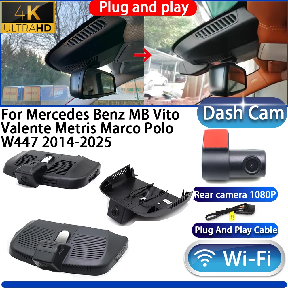 HighCity For Mercedes Benz MB Vito Valente Metris Marco Polo W447 2014-2025  Dash Cam Camera DVR 4K Plug And Play Video Recorder