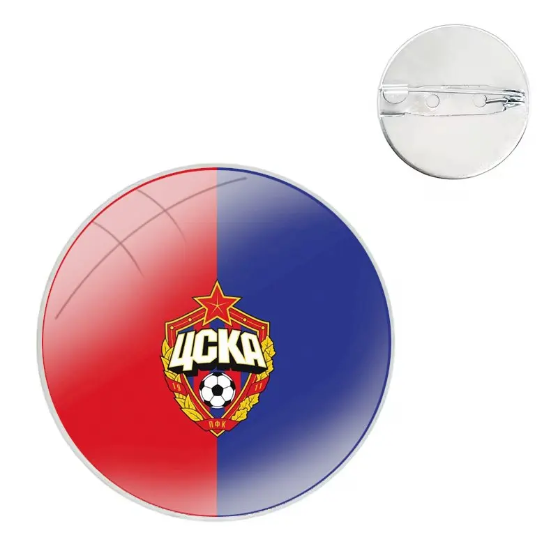 Glass Dome Brooches Shirt Lapel Bag Cute Badge Pins For Clothes Hat Accessories horse CSKA Moscow