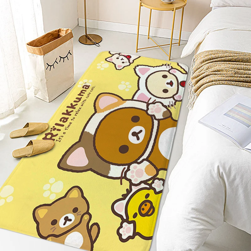 Children's Bedroom Carpet R-Rilakkumas Funny Doormat Cute Bathroom Foot Mat Washable Non-slip Kitchen Rug Room Decorating Items