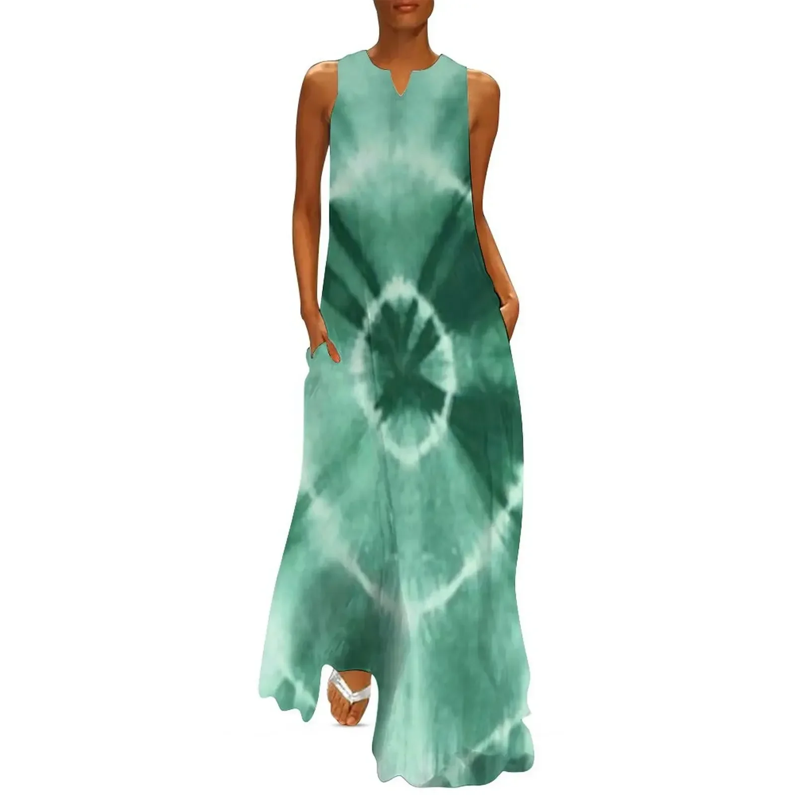 

tie dye print green Long Dress dresses summer dress korean style elegant women's dresses for wedding Dress