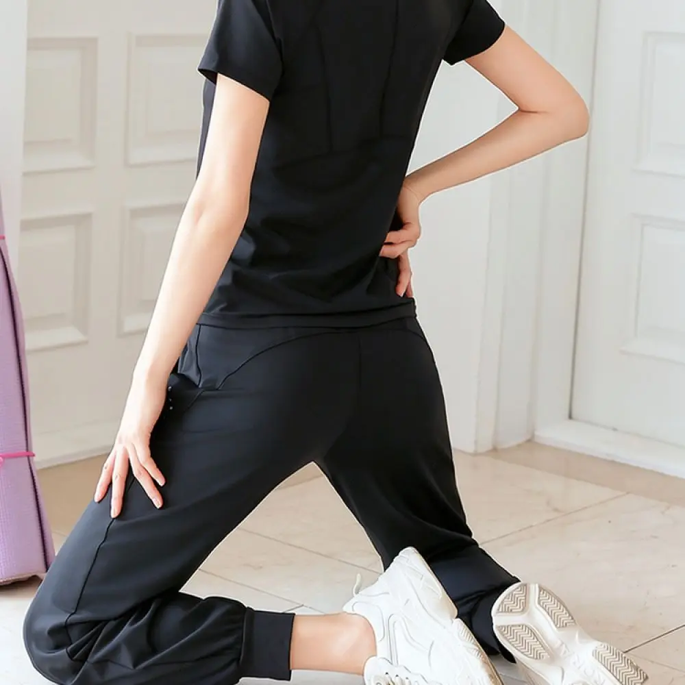 Womens Breathable Workout Joggers High Waisted Gym Pants With Zipper Pocket For Running Fitness Yoga Active