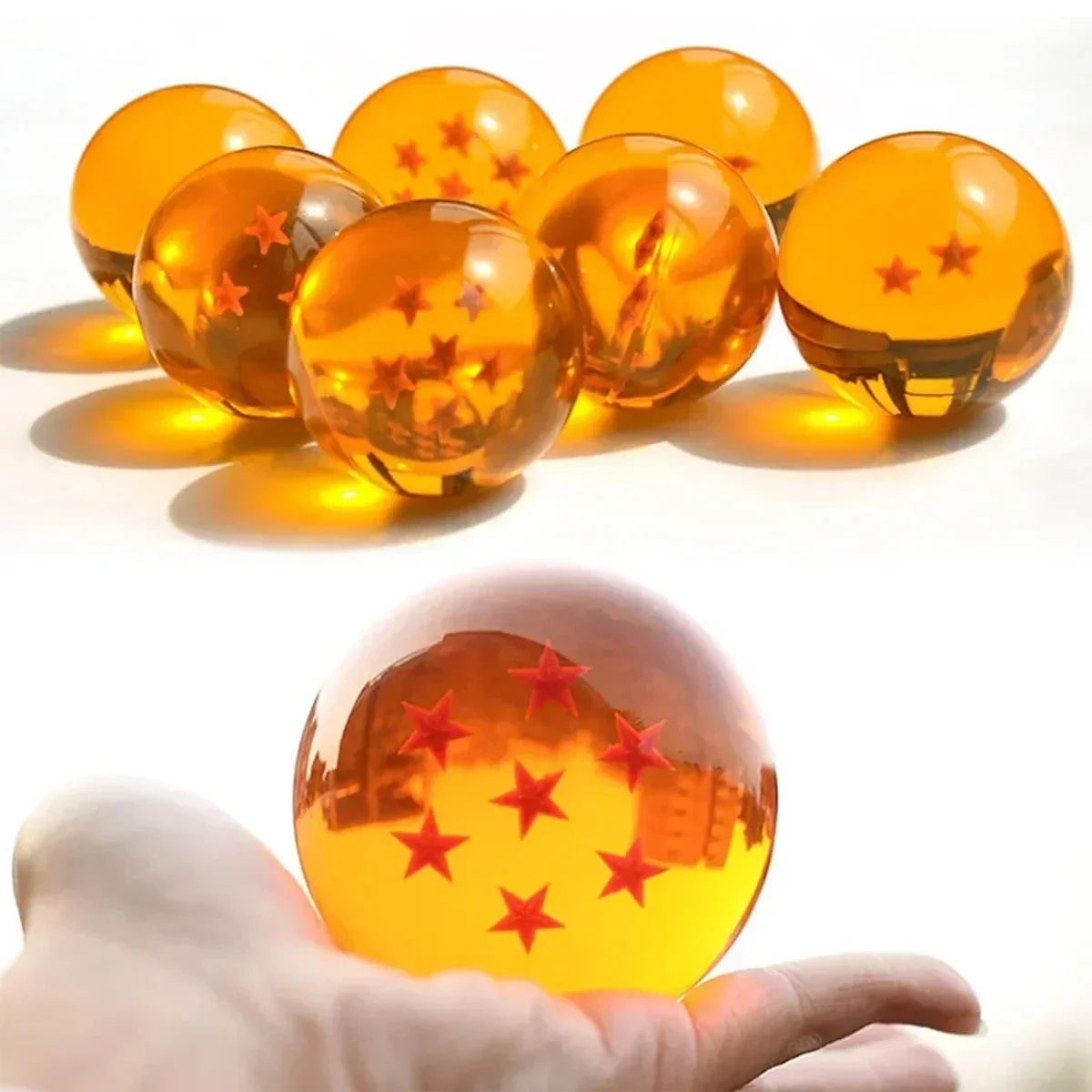 Hot 3.5cm in Diamete Acrylic Resin Transparent Stars Balls Glass Ball Crystal Ball Yellow Ball Cosplay Props Kids Play Toy Gift