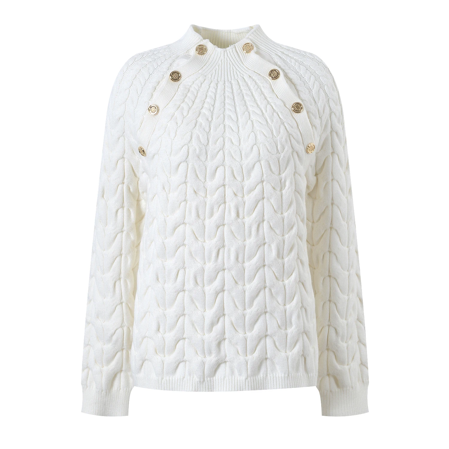 

High-End Version M Home Women's Faionable Knitted Sweater with oulder Bule 3D Twist Cuff Long Sve Regular Length
