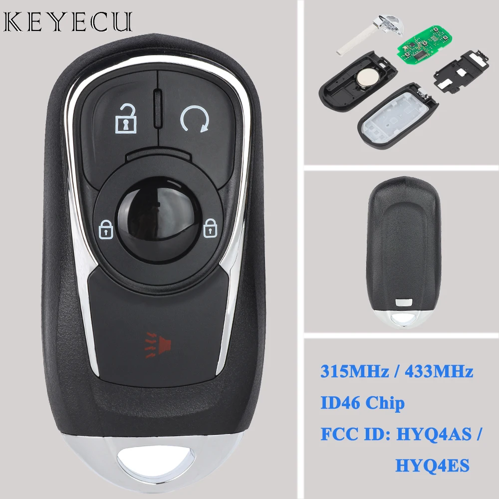 

Keyecu For Buick Encore/ Encore GX 2021-2023 Smart Remote Car Key Fob 315MHz 433MHz ID46 Chip HYQ4AS HYQ4ES 13534465 13530513