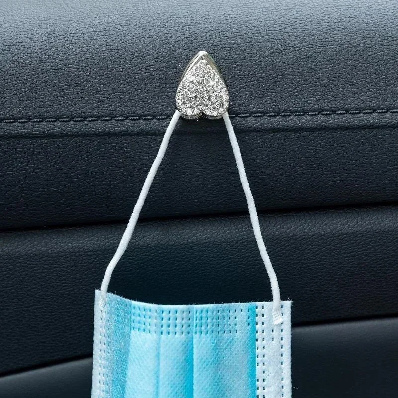 1Pc Mini Car Hooks Crystal Rhinestone Car Mounted Hooks for Grocery Bag Home Wall Decorations Door Hanging Car Accessories