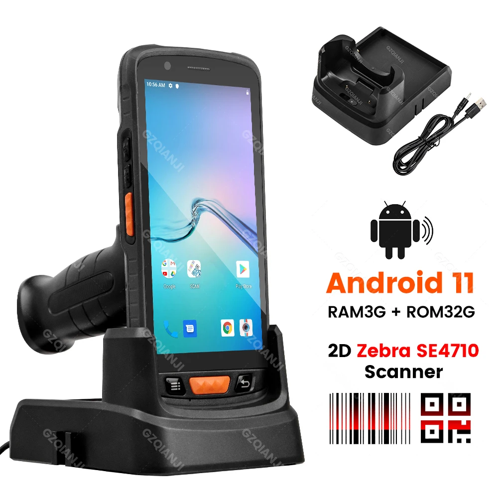 

Android 11 Rugged PDA Zebra SE4710 NFC Ручной терминал, Беспроводной Wi-Fi с захватами, 2D сканер штрих-кодов, склад