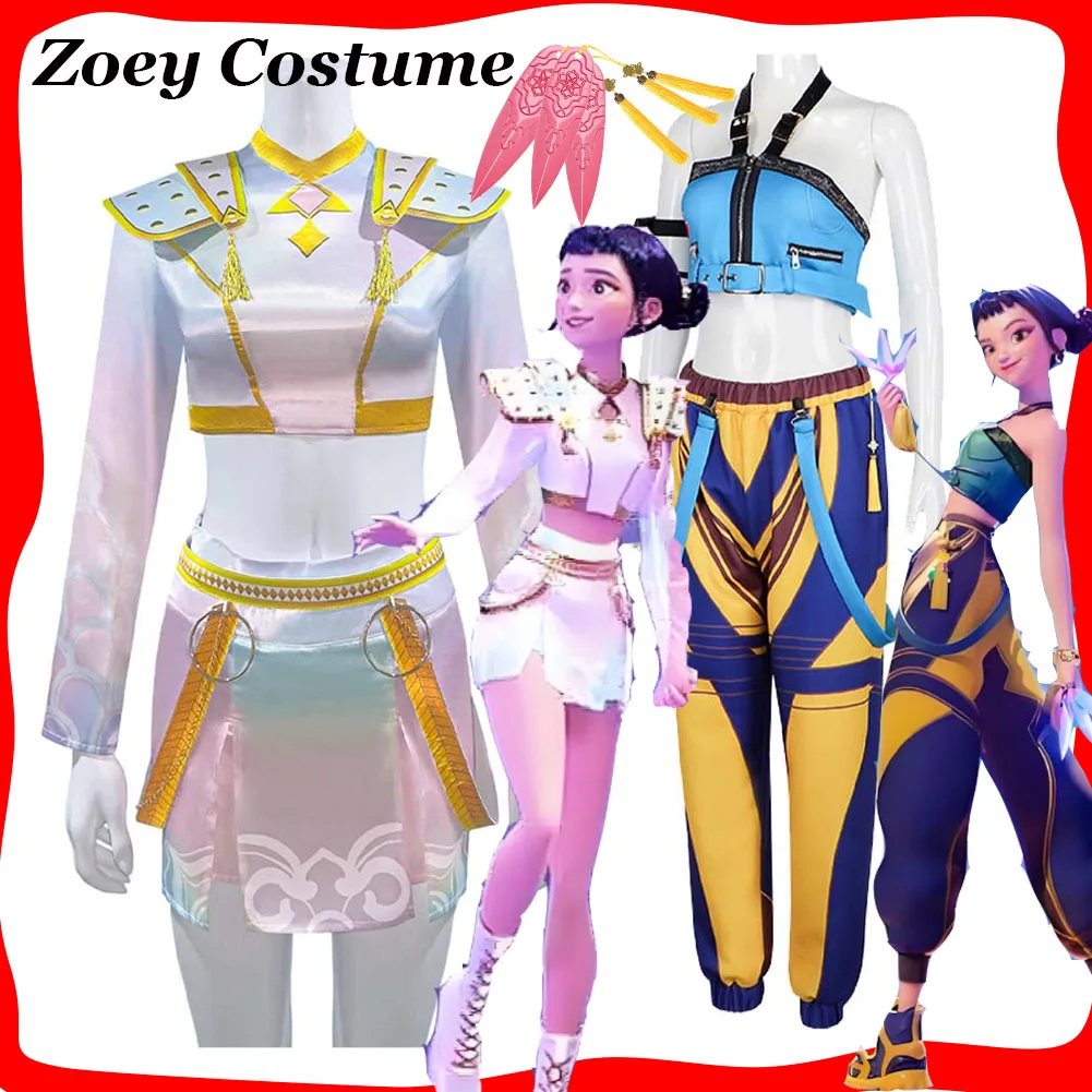 

Взрослый Зои Кпоп Охотник на демонов Косплей Белая юбка Рубашка Костюм Бумеранг Реквизит для женщин Девушки Групповые наряды Хэллоуин Карнавал