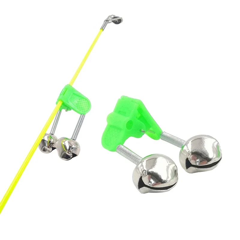 5pcs Fishing Bite Alarms Green ABS Accessory Outdoor Metal Rod Bell Rod Clamp Tip Clip Bells Rin fishing tools