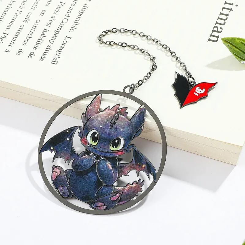 

How To Train Your Dragon Cartoon Toothless Hollow Metal Bookmark with Pendant Round Personalized Book Decor Stationery Gift