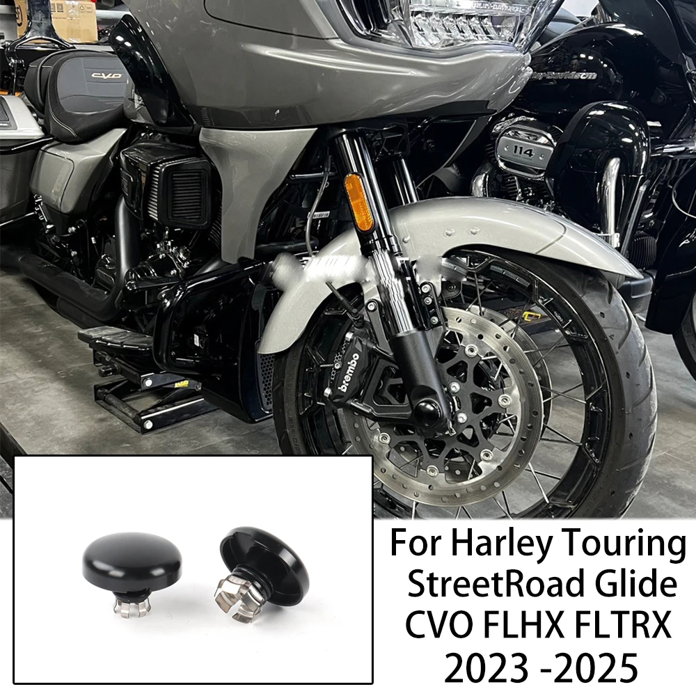 

For Harley Touring Road Glide Street Glide FLHX FLTRX CVO Front Axle Lug Nut Caps Cover 23-24 Black motorcycle accessories
