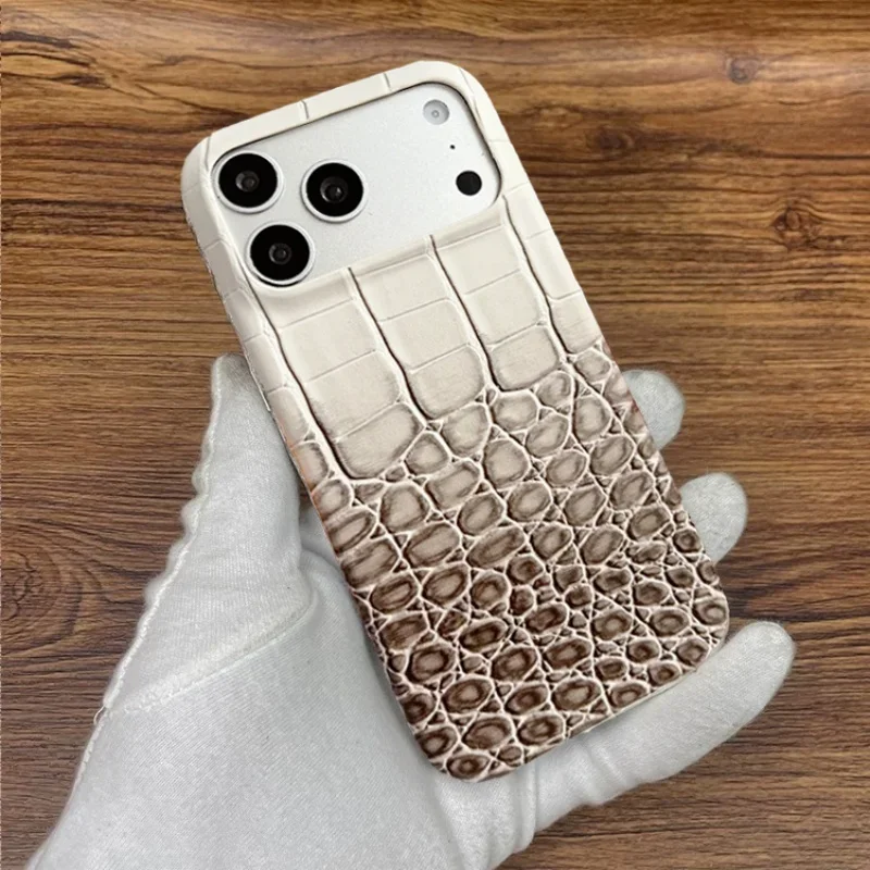 Luxury Crocodile Leather Shockproof Case For Apple iPhone 17 18 16 15 Pro Max 17pro Hard Hybrid Armor Gradient Retro Phone Cover