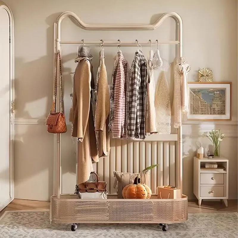 Cream wind simple coat rack bedroom floor hanger Internet celebrity French living room removable clothes