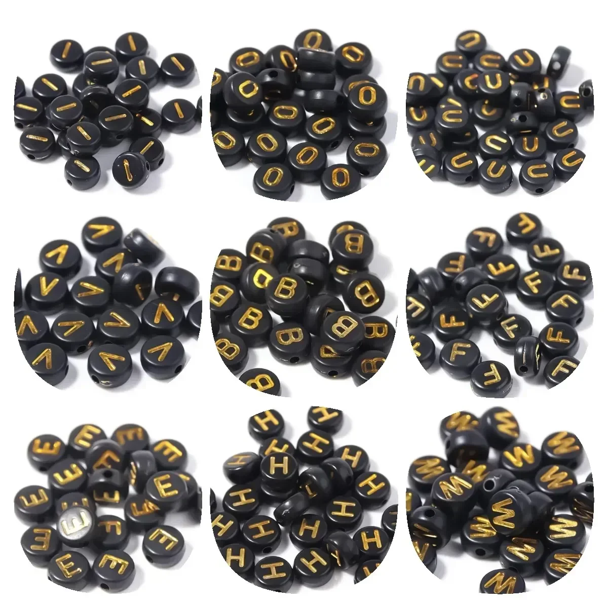 100-500PCS Black Acrylic Letter Beads A-Z Round Alphabet Spacer Beads for DIY Bracelet Necklace Jewelry Making Accessories
