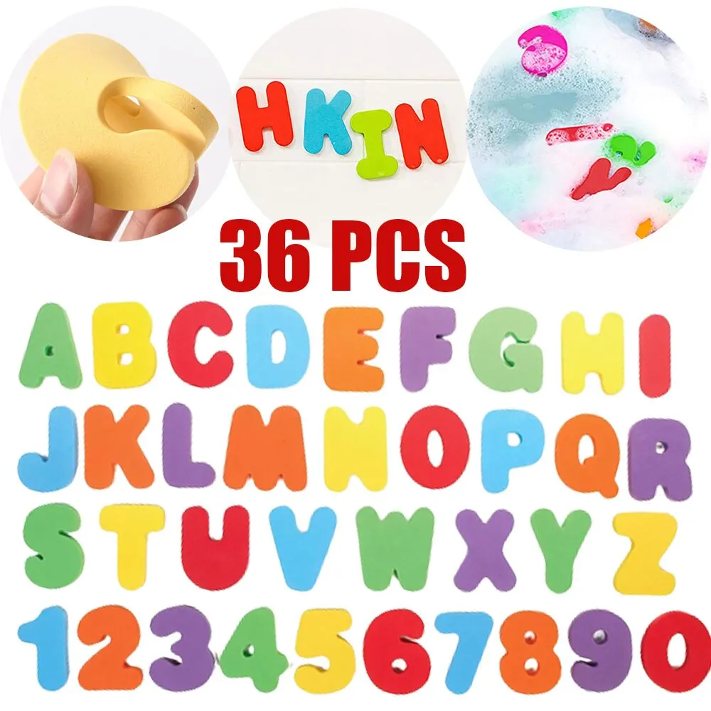 Alphanumeric Stickers Baby Bath Shower Toy Foam Letters Numbers Floating Bath Tub Non-Toxic Kids Early Educational Toys 36pcs