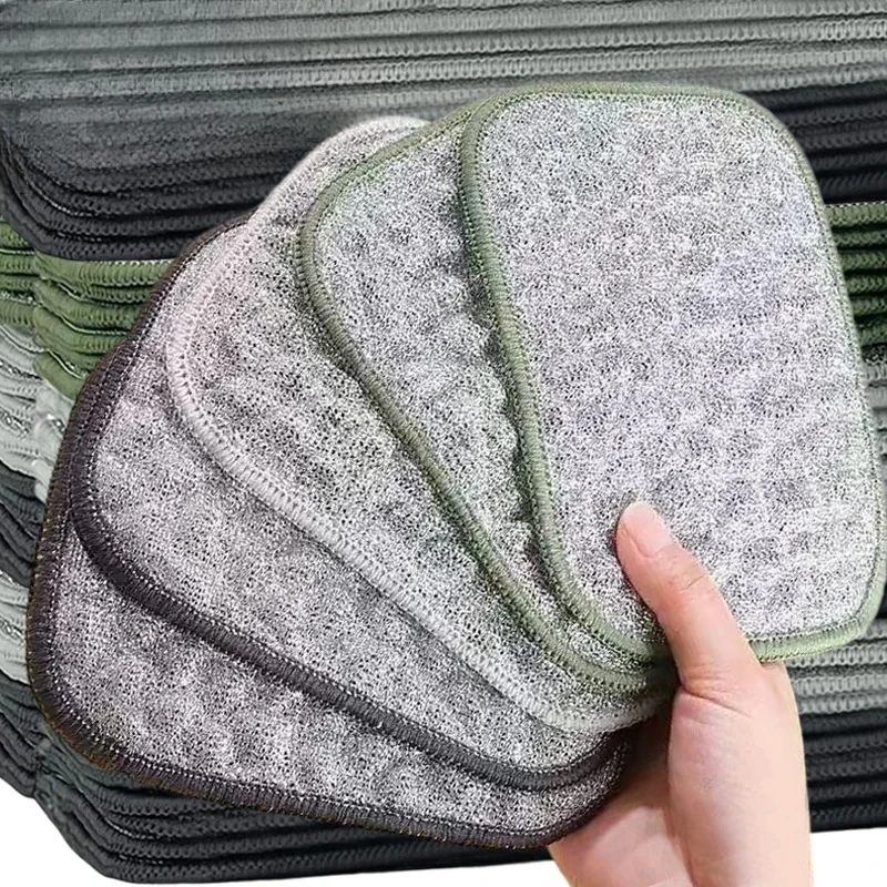 

5Pcs Silver Silk Cotton Yarn Double-sided Water Absorbing Dishwashing Cloth Kitchen Non Greasy Cotton Yarn Easy To Clean Cloth