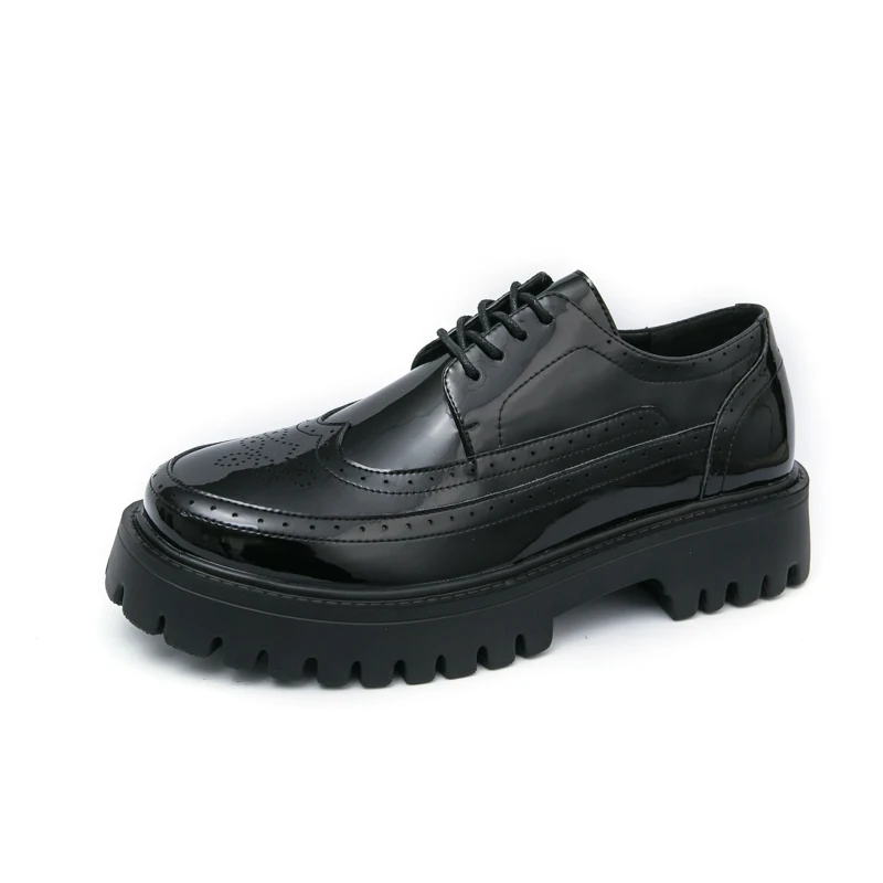

Men Derby Shoes PU Thick Bottom Lace Round Head Business Banquet Men Shoes Size 38-46