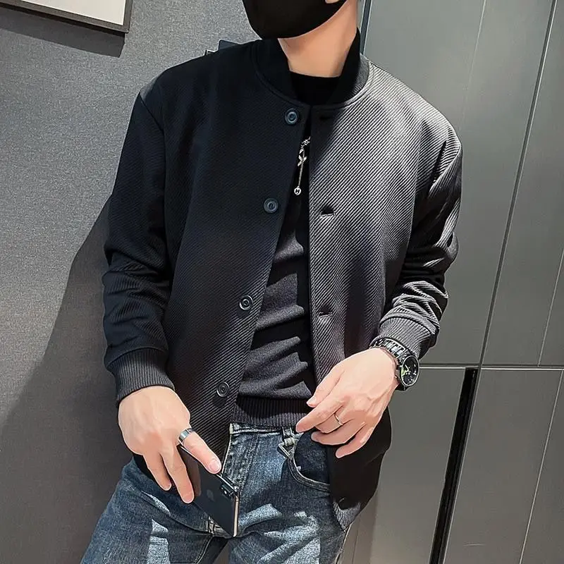 Spring Autumn New Fashion Stand Collar Long Sleeve Jackets Men\'s Clothing Solid Color Youth Versatile Simplicity Trend Chic Tops