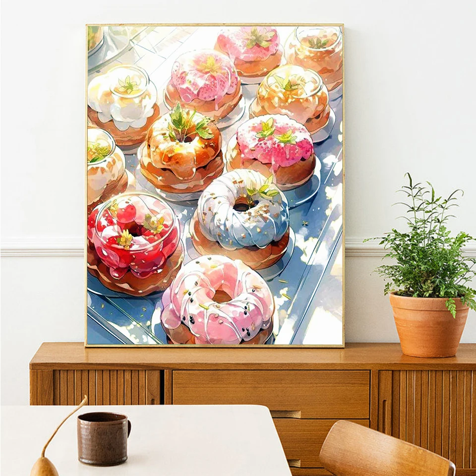 Evershine Diamond Painting Cake AB Drill Embroidery Cartoon Cross Stitch Rhinestones Full Square Mosaic Donuts Decor For Home