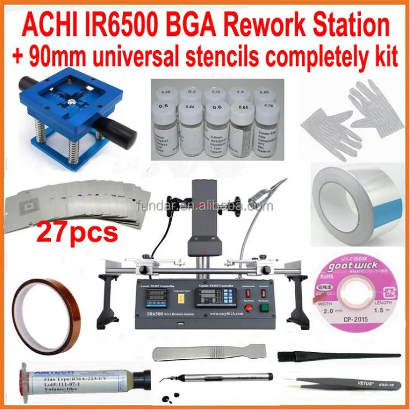 Original ACHI IR6500 DARK IR rework   27pcs 90mm universal bga stencils diagonal reball station   21pcs gift