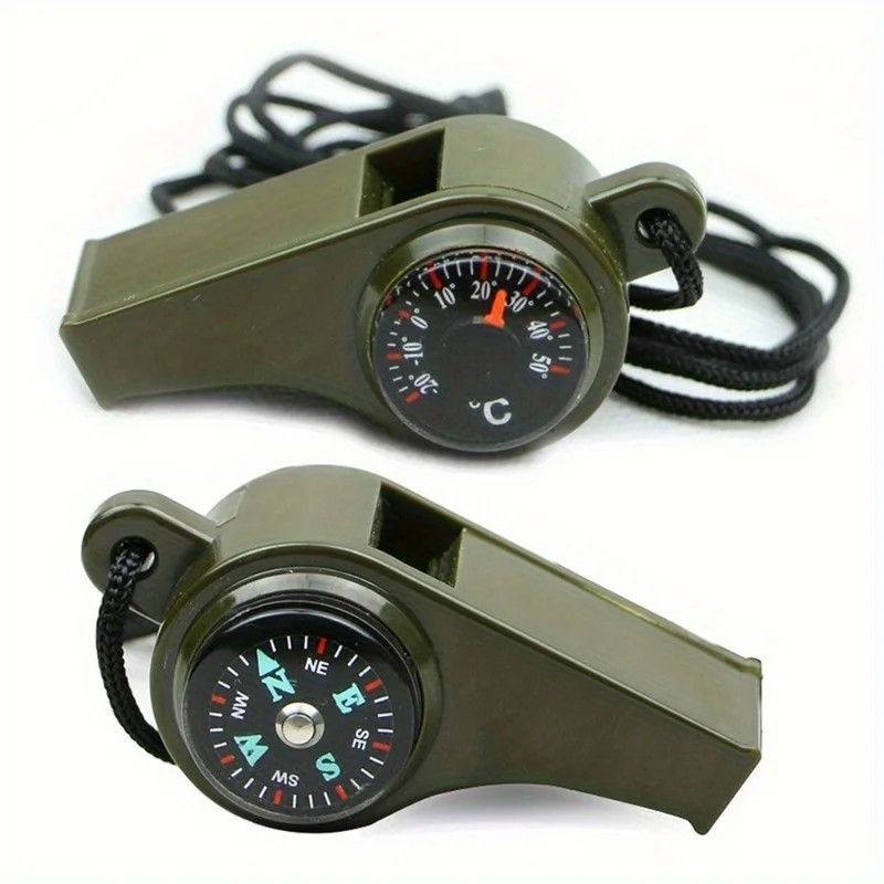 3 in 1 Multifunction Emergency Survival Whistle Compass Thermometer Referee Sporting Goods  Whistle Camping Hiking Whistle