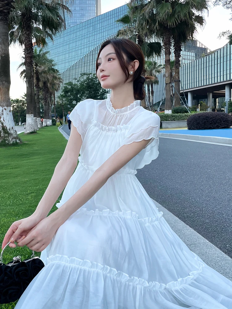 White A-Line Long D…