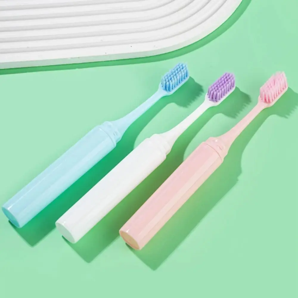 3Pcs Foldable Travel Toothbrush Soft Bristle Portable Small Dental Brush Candy Colors Mini Adult Toothbrush