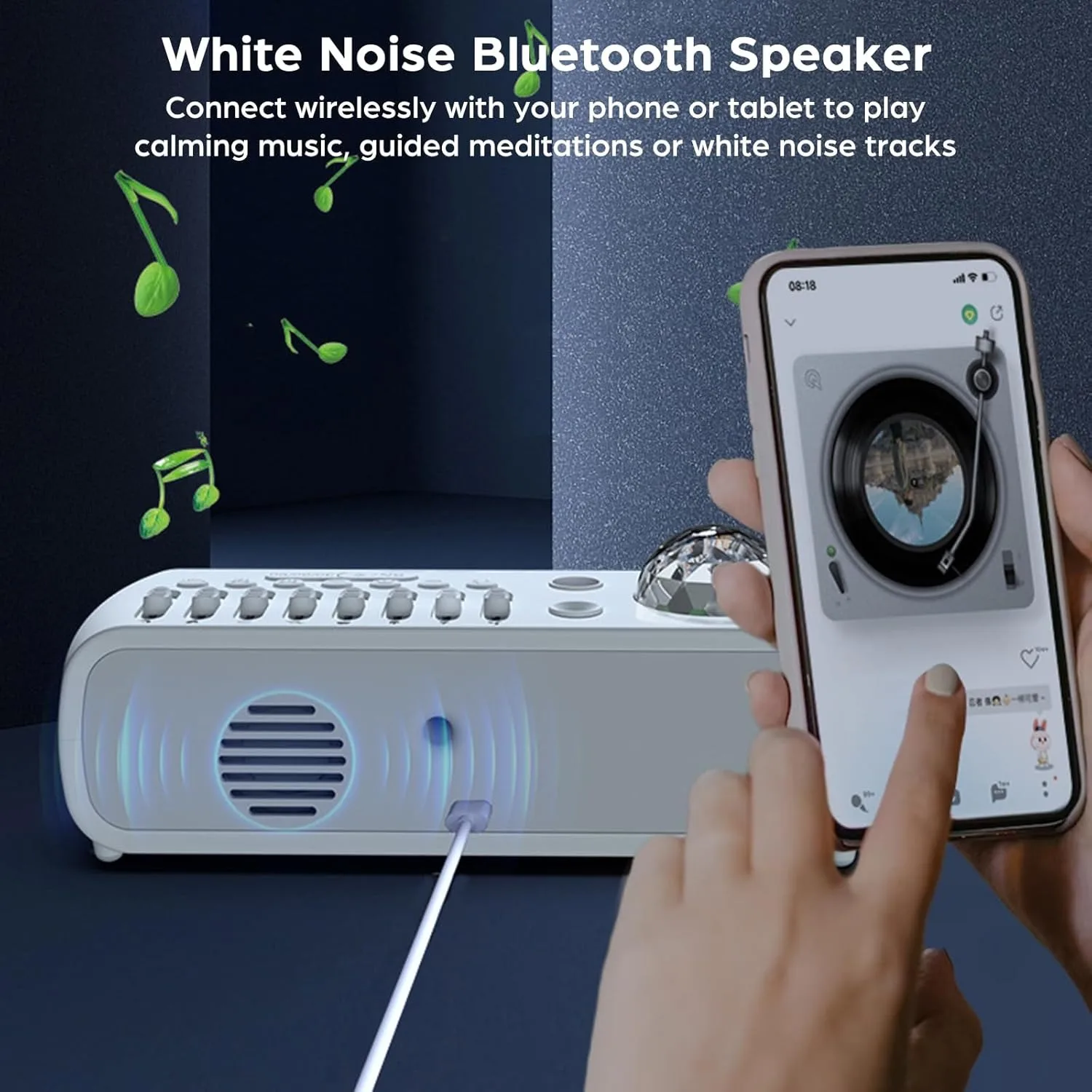 Altavoz Bluetooth con ruido blanco, luz de proyección nocturna estrellada, ayuda para dormir, barra de sonido, despertador, caja de música, temporizador para dormir, regalo para niños