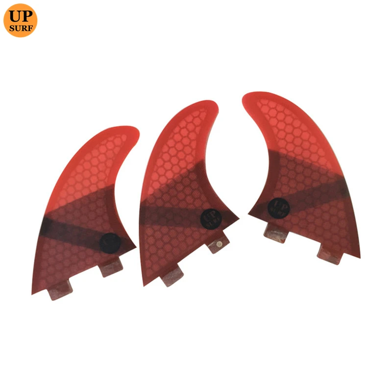 Surfboard Fin UPSURF FCS Fins G3 Red Color Double Tabs Fin 3pcs per set Fiberglass Honeycomb Sup Board Accessories