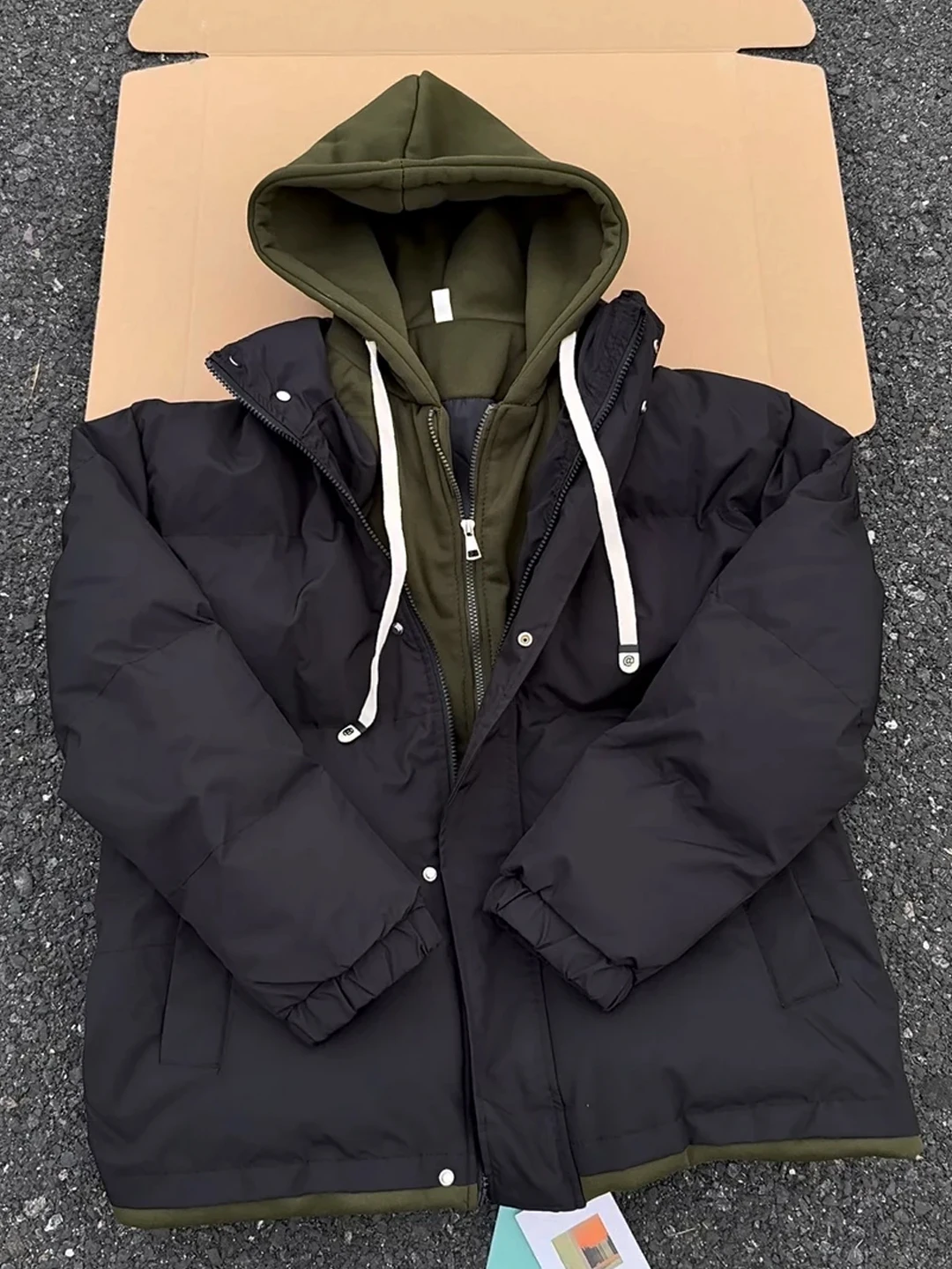 

Мужская зимняя теплая куртка-пуховик Bla Puffer с капюшоном, имитация двухслойности, из хлопка, на молнии, удлиненная, CleanFit