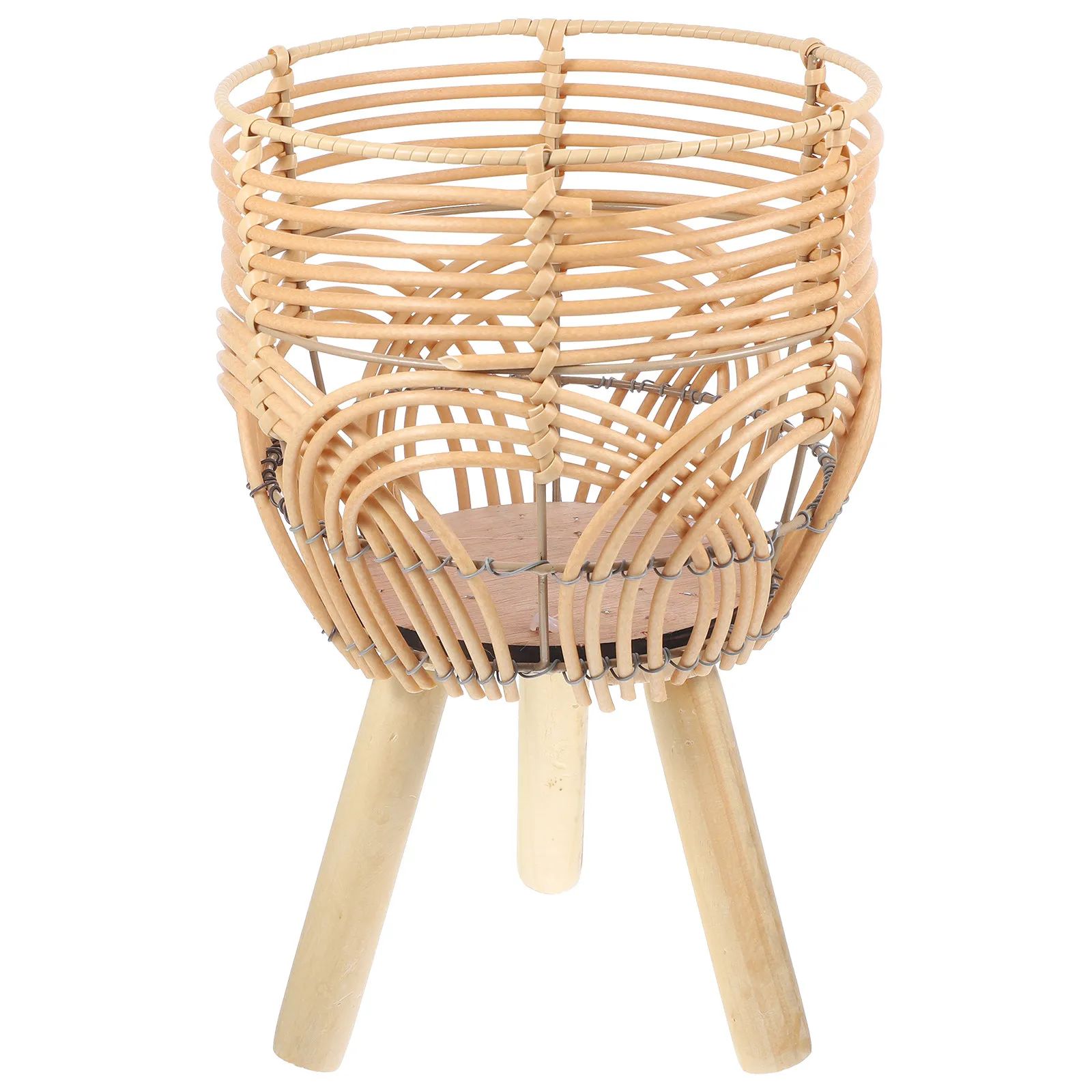 Bamboo Plant Pot Rack with Woven Texture – Sturdy Standing Legs for Indoor Outdoor Home Office Patio Balcony Garden