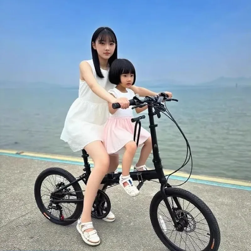 

Parent-child Folding Bike Aluminum Alloy Frame 20-inch Comfortable Seat Portable Lightweight Bicycle Aluminum Alloy Pedal Bike