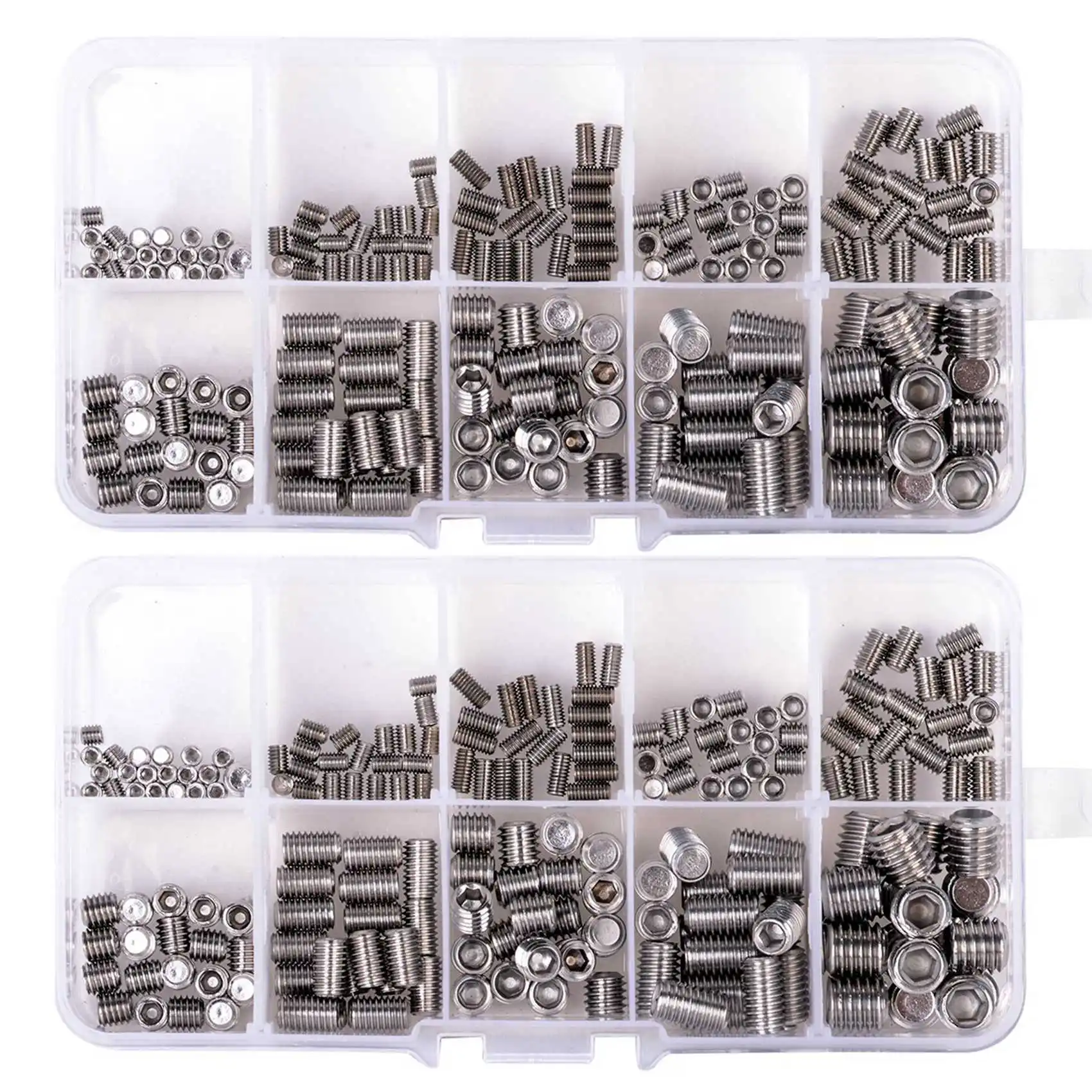 PZHI-400Pcs 304 Stainless Steel Grub Screws Hex Socket Screw Assortment Kit Set M3//M5/M6/M8