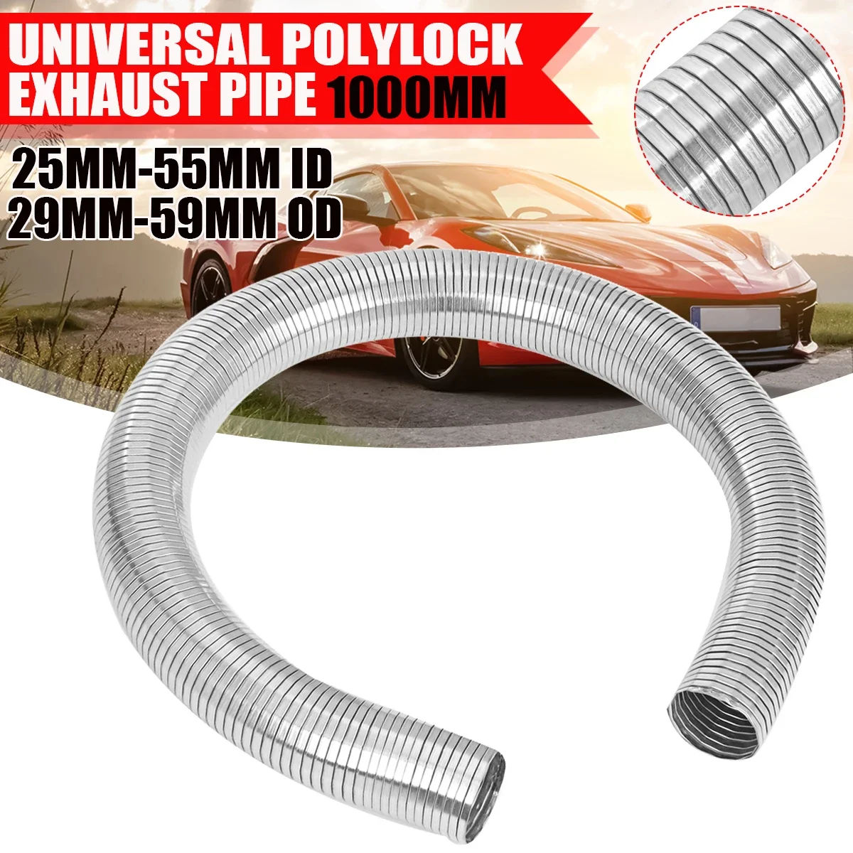 

1m Length Flexible Polylock Exhaust Pipe Quick Repair Tube 201 Stainless Steel 25mm-59mm Duct Ventilation Fume Hot Air Steam