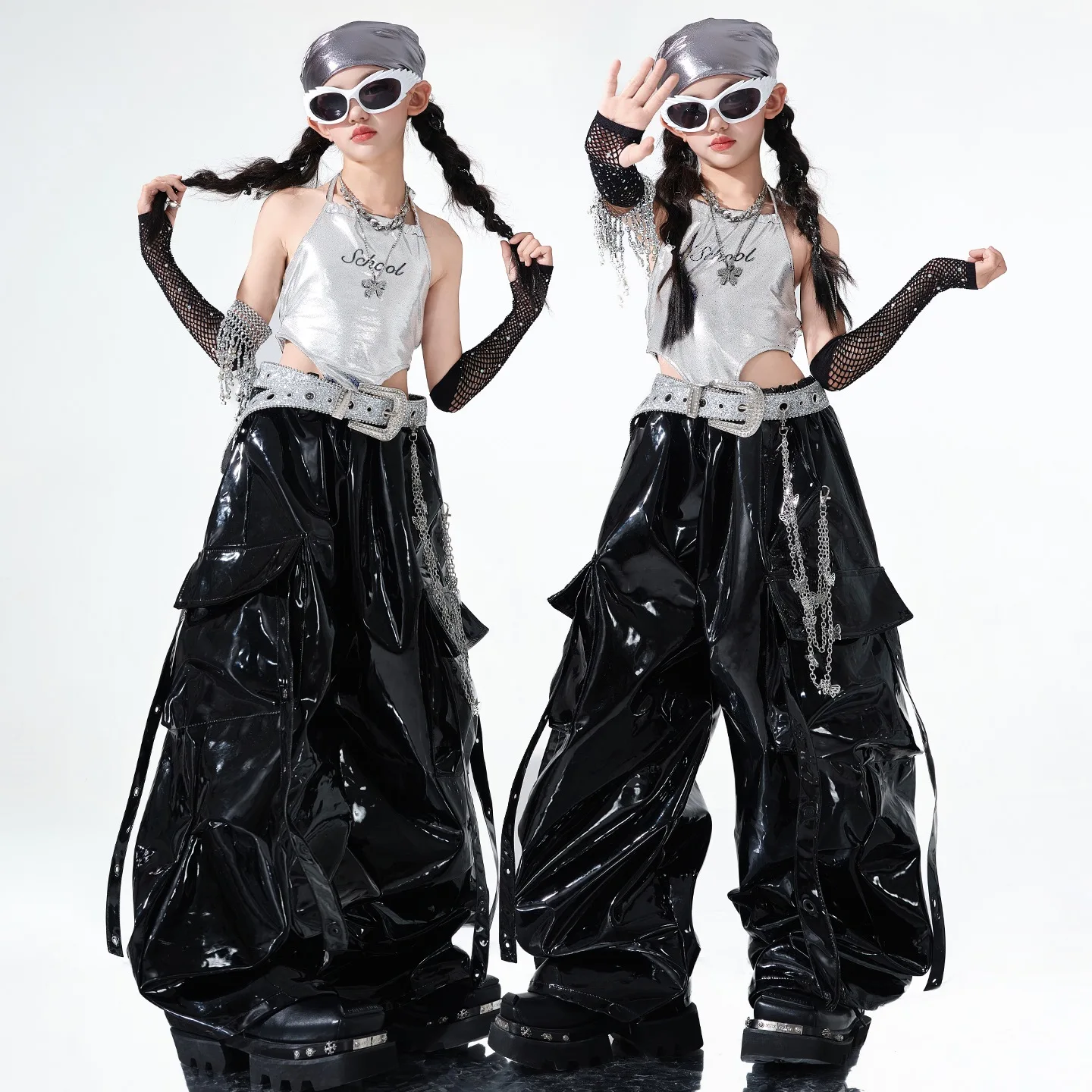 

Модная одежда для девочек в стиле хип-хоп, детские костюмы для джазовых танцев, сценические наряды в стиле K-pop, детская уличная одежда SL13481