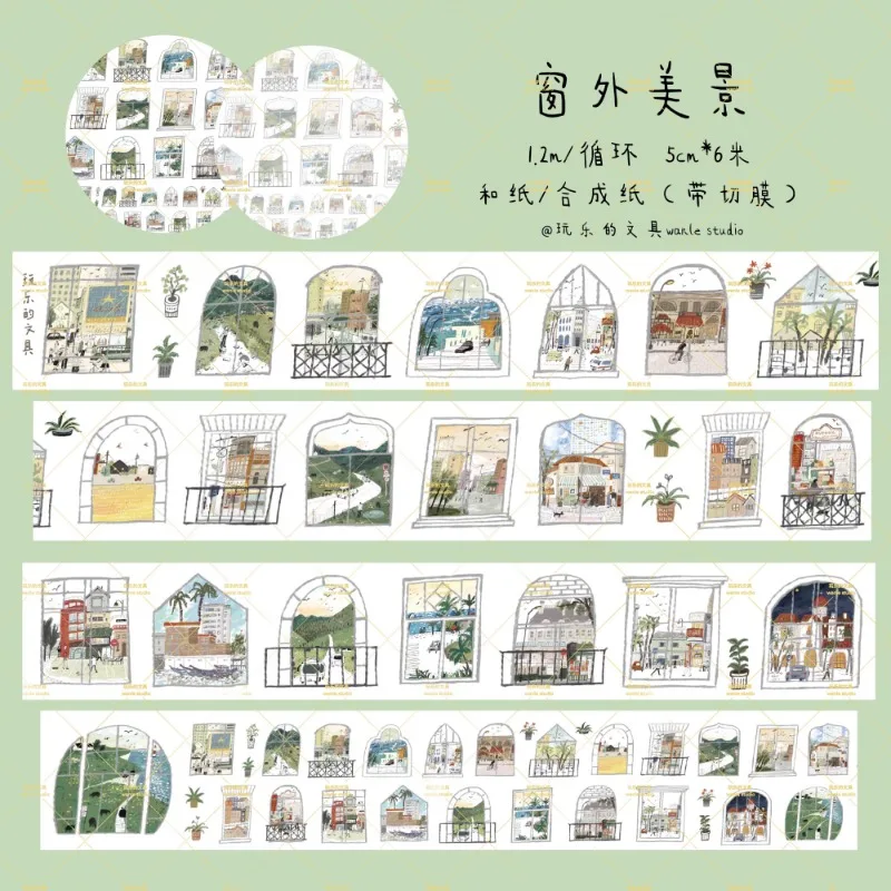Enjoy Coffee Girl Walk The Dog Die Cut Washi YUPO Tape Craft Supplies DIY Scrapbooking Card Making Decorative Plan Sticker