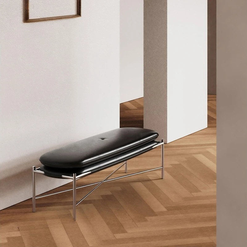 

Retro bench, bedside stool, light luxury leather soft bag, sofa stool, entrance shoe change stool