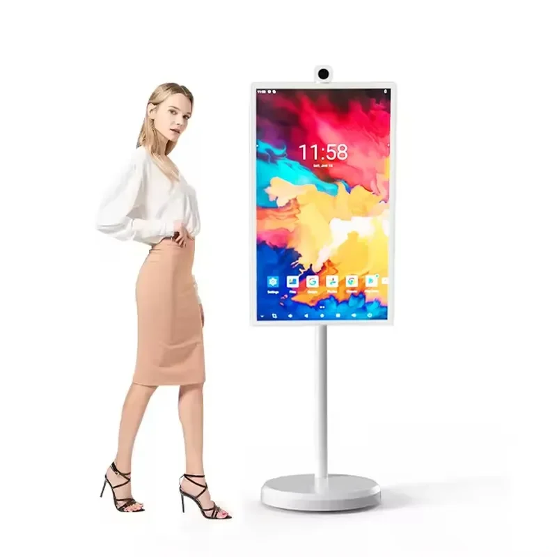 32inch Rotatable Moving Smart TV Live Streaming Machine Broadcast Android In-Cell Touch Screen With Removable Scroll Wheels