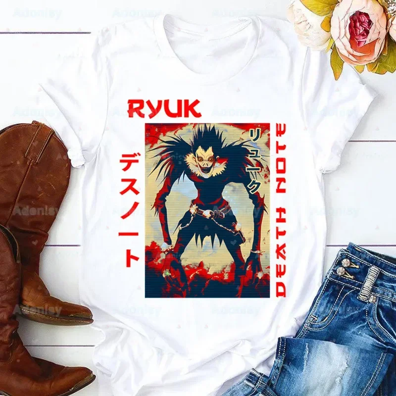 Death Note Light Yagami Vicino Ryuk L Lawliet Femme Harajuku Camisetas de verano Casual Cuello redondo Camiseta de manga corta, Drop Ship