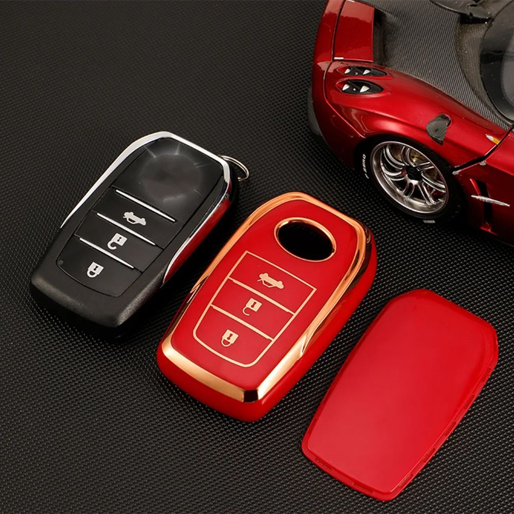 TPU złota osłona etui na klucze dla Toyota Chr Rav4 Auris Avensis Prius Aygo Camry Corolla Land Cruiser 200 Prado Crown Fob — zdjęcie 4