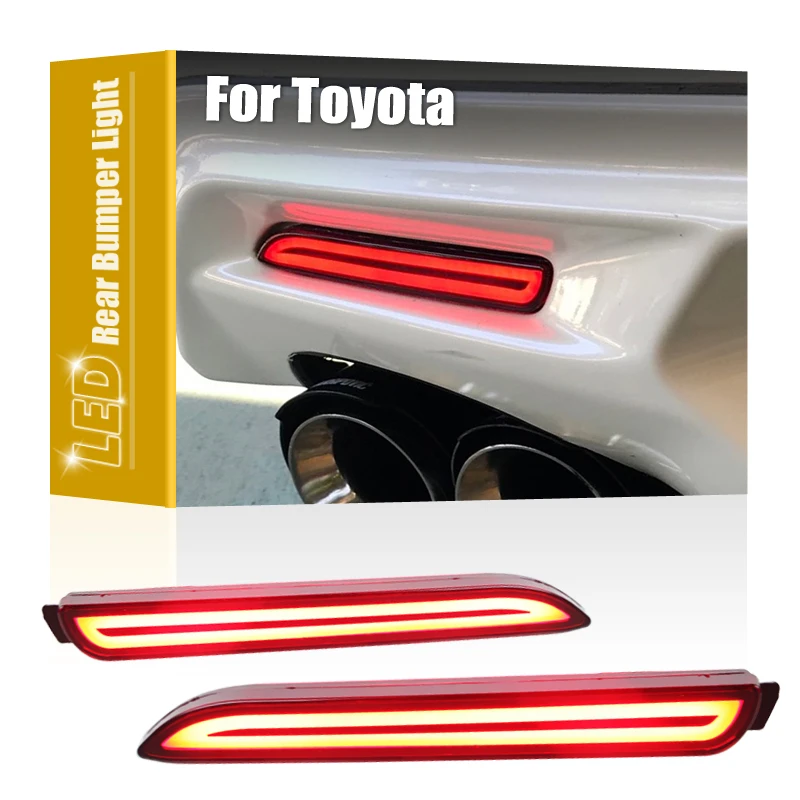 2Pcs LED Rear Bumper Reflector Tail Lamp Red Driving Brake Light For Toyota WISH Harrier EZ Picnic Fortuner Aygo Alphard Mark X