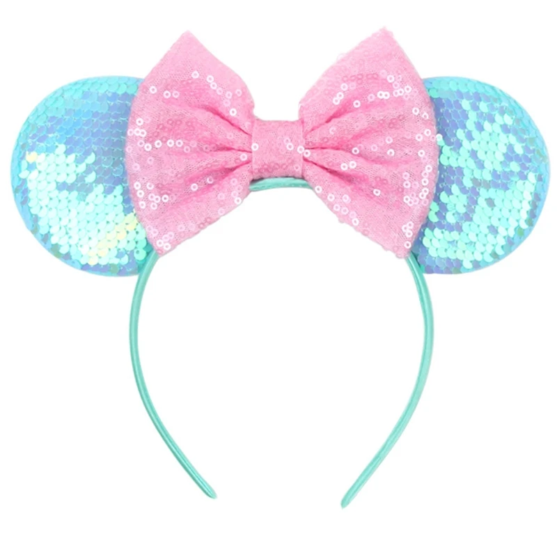 Mouse Ears Headbands Sequin Bow Hairband for Kids Girls Glitter Hair Accessories Halloween Party Creatures Theme Costume