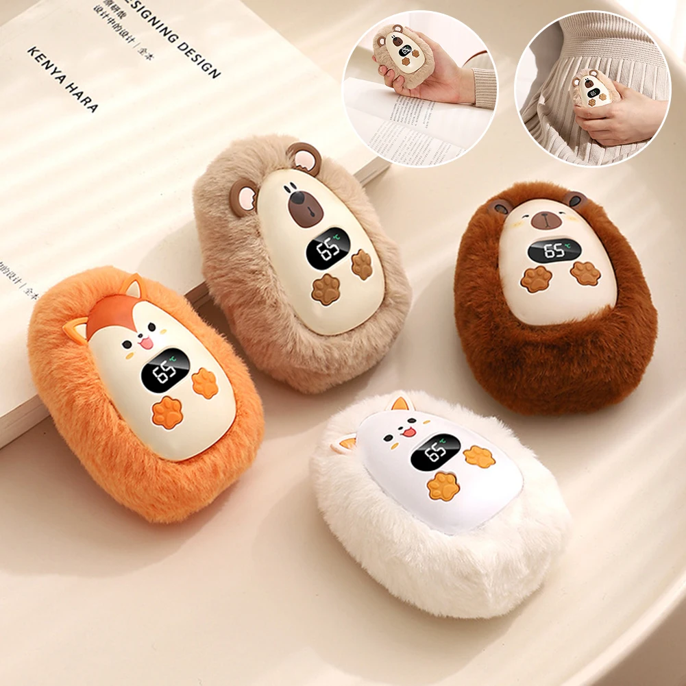 

Plush Hand Warmers Rechargeable Cute Fox-Shaped Design 3 Heat Levels 45-65°C Fast Heating Digital Display Heaters For Men Women