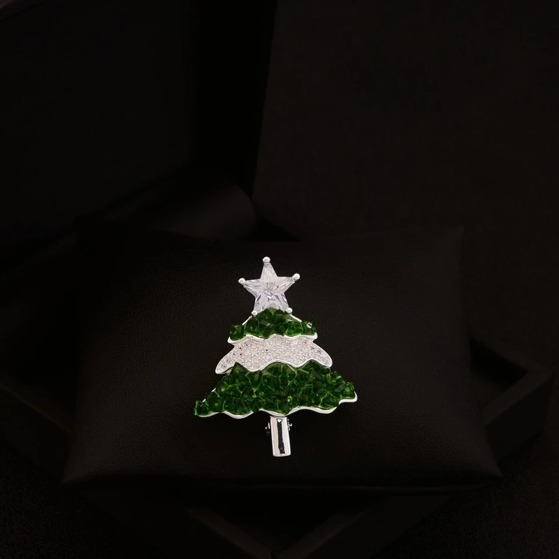 

Brilliant Crystal Fantasy Christmas Tree Brooch High-end Lapel Pin Suit Corsage Fashion Collar Accessory Jewelry Lucky Gift 6109