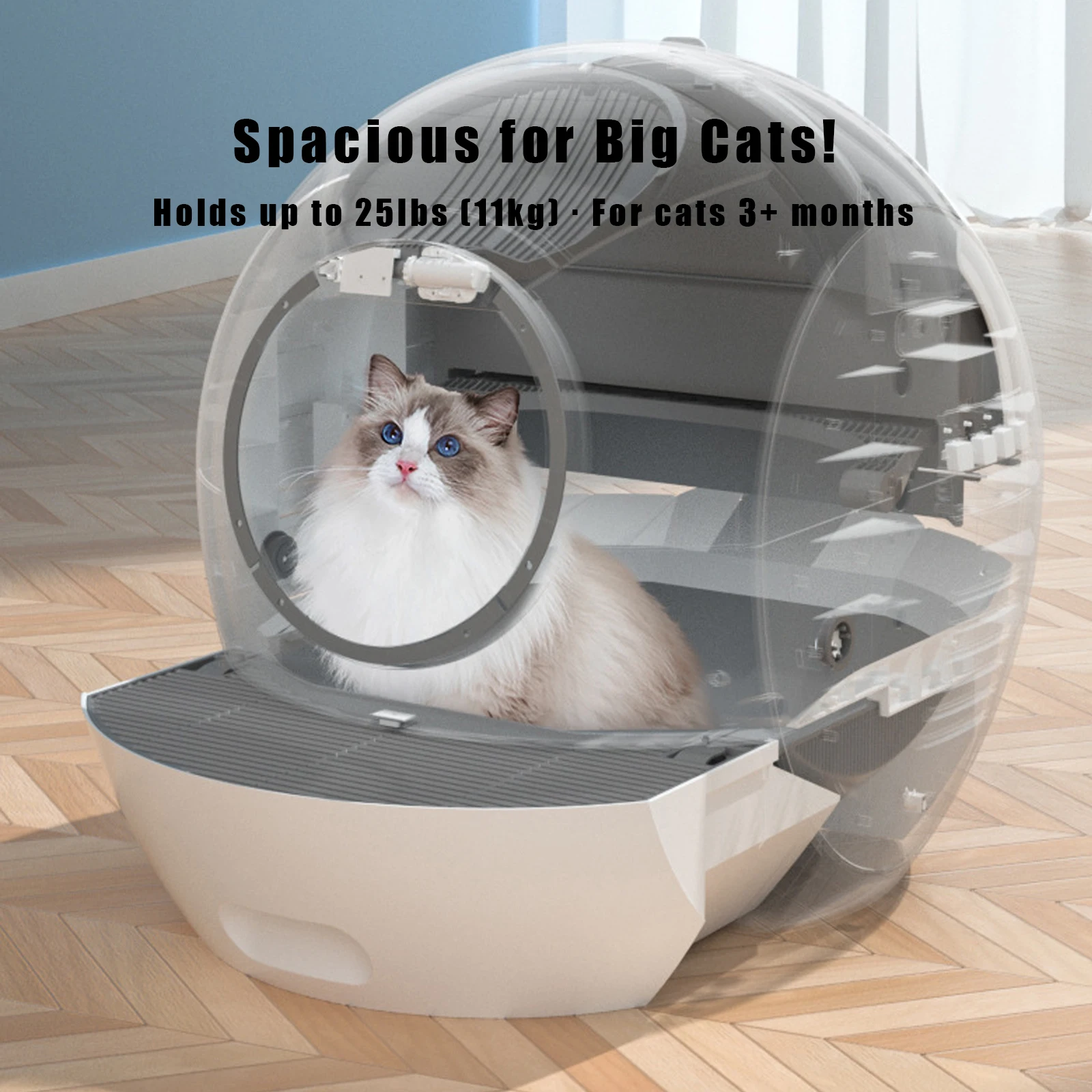 Anti Scratch Anti Stick Portable Odor Free App Controlled Smart Self Cleaning Cat Cage Travel Automatic Litter Box Large