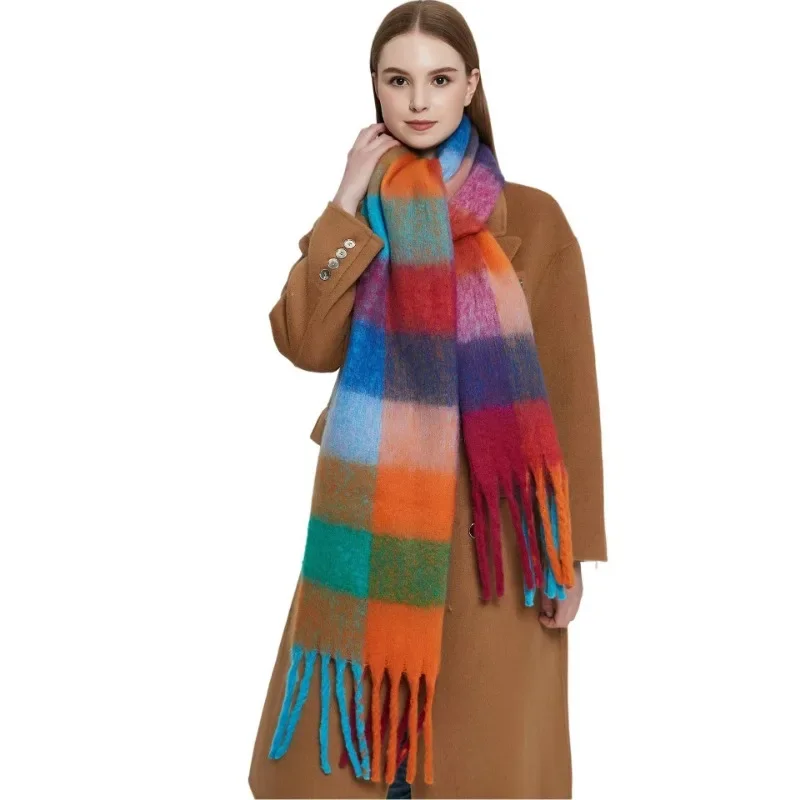 Autumn Winter Candy Color Women Scarf Scarf Korean Fashion Vintage Casual Lady Long Warm Thick Shawl Wrap Hijabs Scarves