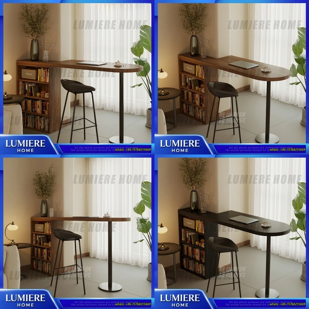 

Минималистичный барный стол из массива дерева для небольших помещений, узкий длинный стол, журнальный столик из натурального дерева на высокой опоре для балкона и гостиной