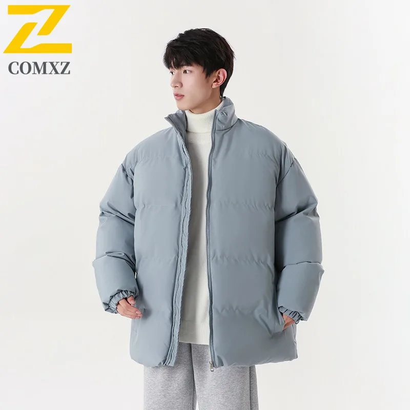 

COMXZ 2025 Мужская и женская стеганая хлопковая куртка для пар, зимняя модная студенческая куртка большого размера, легкое пальто из ткани Оксфорд высокого качества
